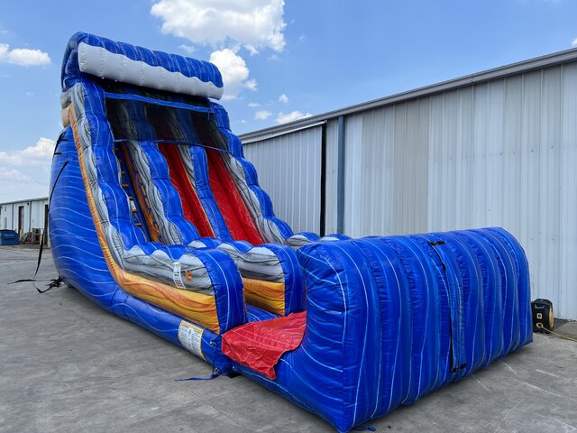 Dry 24 ft Fire Blast Dual Lane Slide with Stopper