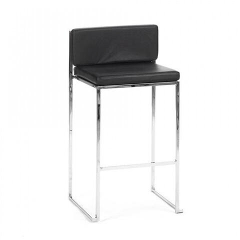 Bar Stool - Black Cushion - Paramount Silver Frame