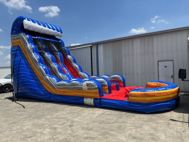 Wet 24 ft Fire Blast Dual Lane Water Slide with Pool