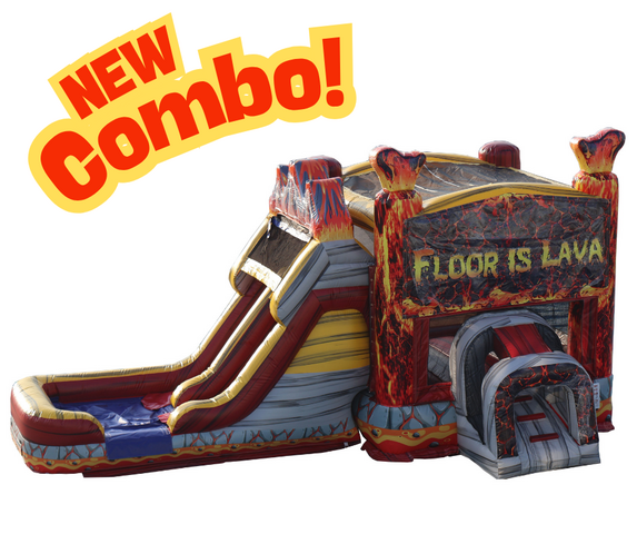 Wet Floor is Lava Bounce Combo with Dual Laned Slide Wet Floor is Lava Bounce Combo with Dual Laned Slide