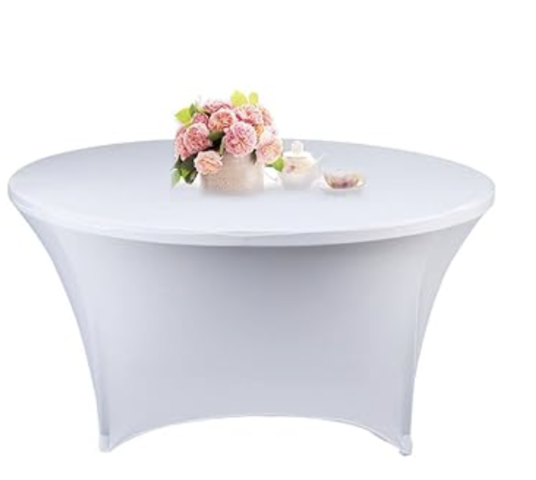 60 Inch Round Spandex Linen Rental - White
