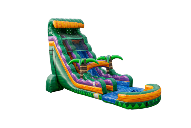 Wet 24 Ft Mardi Gras Water Slide with Pool